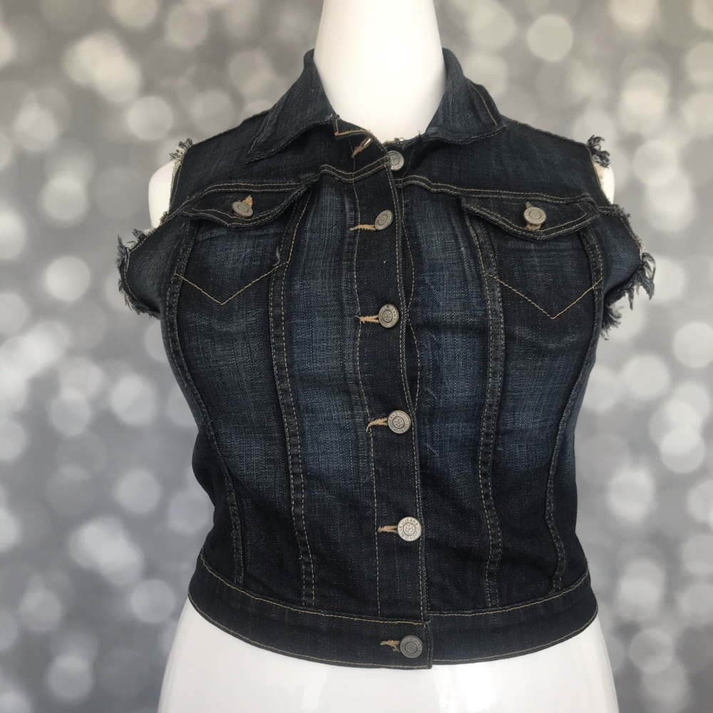 Denim Vest Frayed Edges 2X